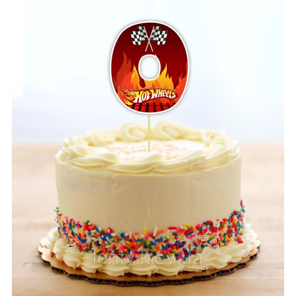 Топпер-цифра (от 0 до 10см цифра) вырубка  “Хот Вилс/Hot Wheels“ (1шт) 0