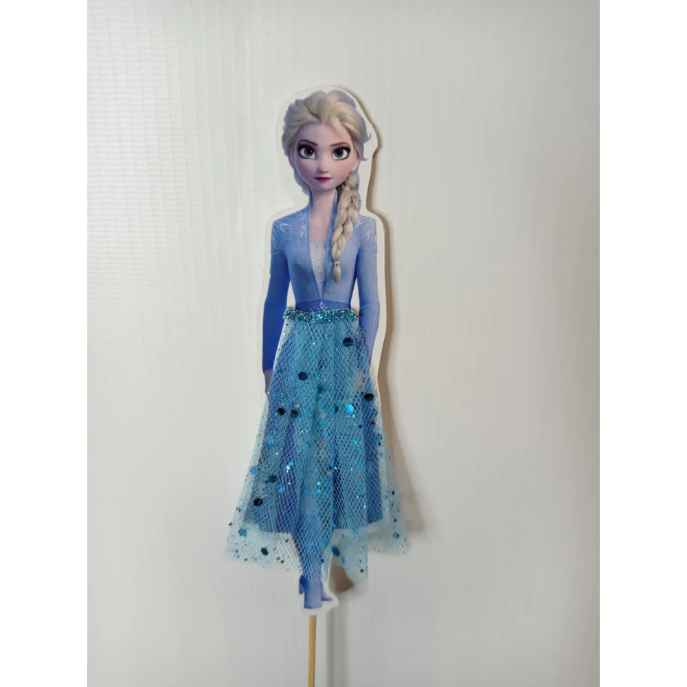 Большой Топпер в торт “Принцессы Дисней“ односторонний, ручная работа КАРТОН- Эльза (Холодное сердце)