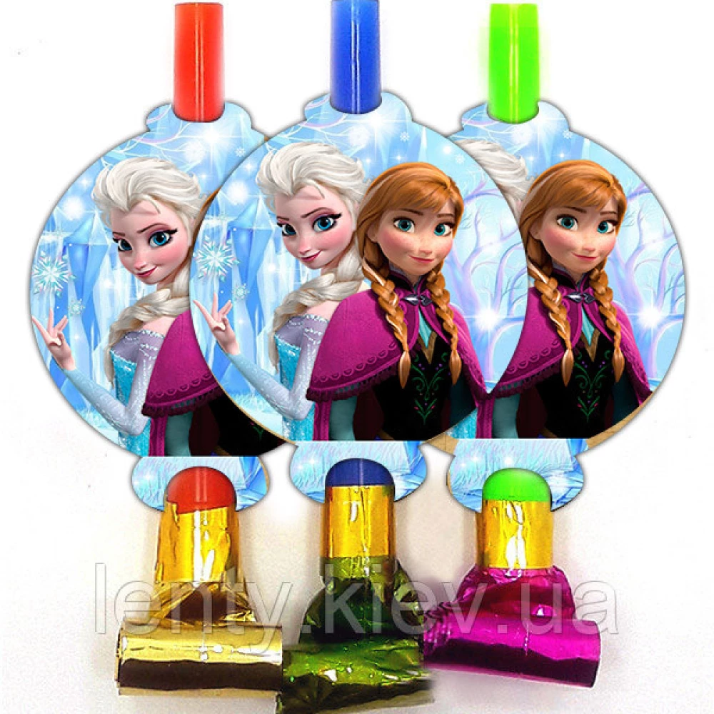 Язычки - гудки Холодное сердце, Голубой (6 шт./уп.) -