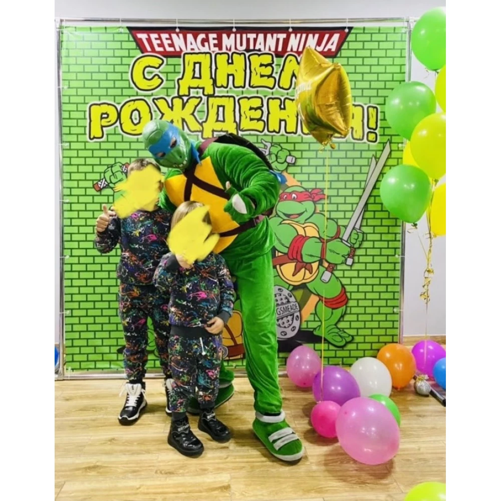 Баннер 2х2м “Черепашки Ниндзя“ - Фотозона (виниловый) на день рождения - Русский