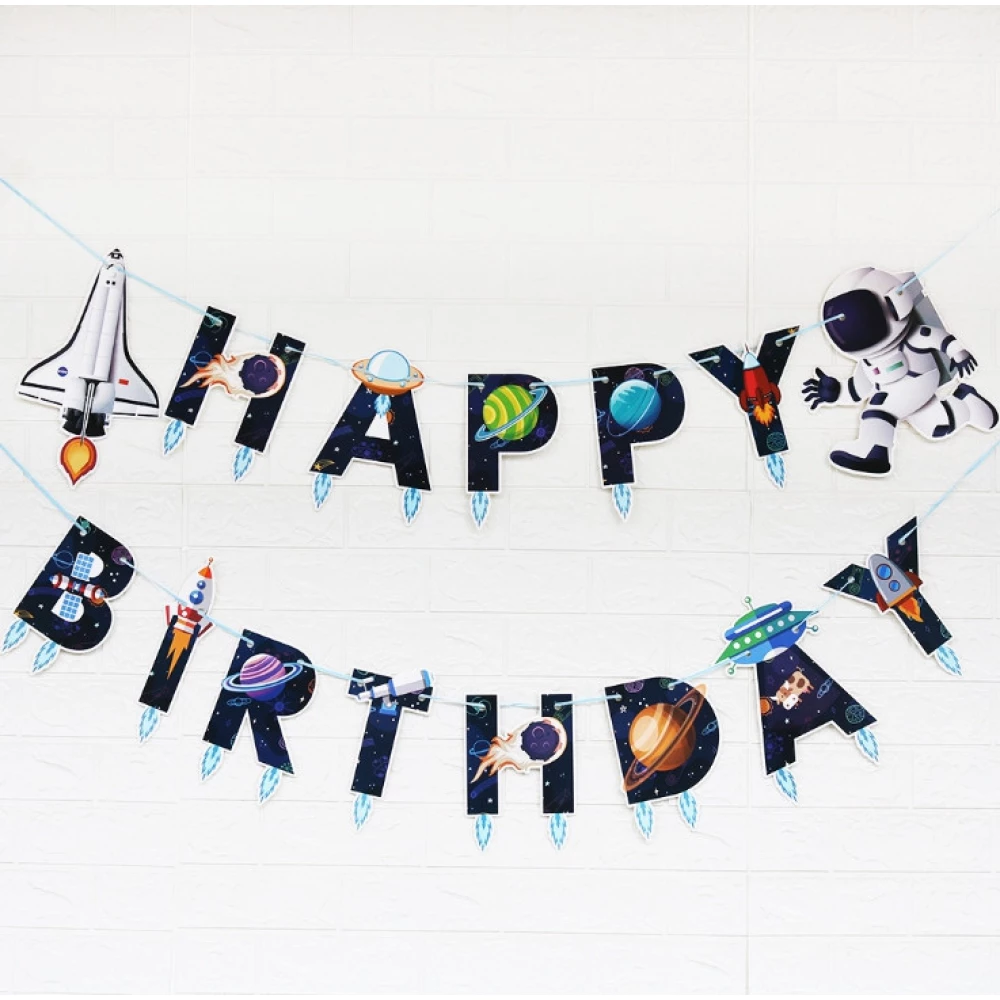 Гирлянда HAPPY BIRTHDAY в стиле “Космос“ (разноцветные) до 4,5-х метров