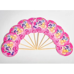 Зображення товара -  Набір Топпери для кексів, мафінів, капкейків Тематичні (10шт/уп)(Картон)- Маленькі Поні, Рожевий