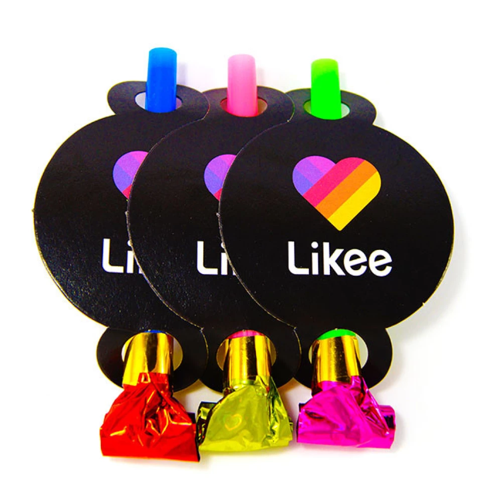 Язычки - гудки (6 шт/уп) в стиле “Лайки“ Черный карнавальные малотиражные