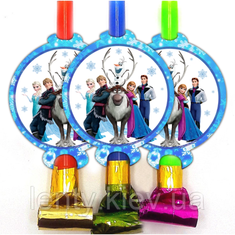 Язычки - гудки карнавальные (6 шт./уп.) - Холодное сердце 1, Голубой