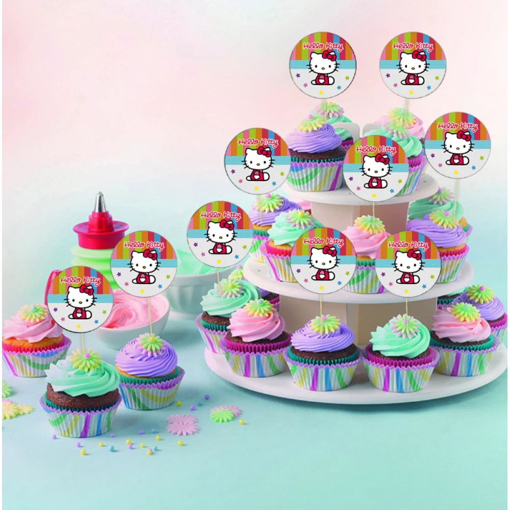 Набор Топперы для кексов, маффинов, капкейков (10шт/уп)(Картон)- Китти