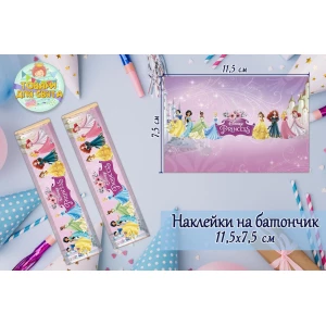 Изображение товара -  Наклейки тематические на шоколадку-батончик (11,5х7,5см) -малотиражные издани- Принцессы Диснея