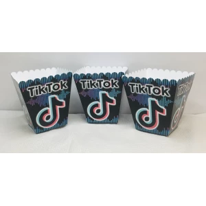 Изображение товара - Коробочка для попкорна “Тик Ток“ Поштучно 10см высота