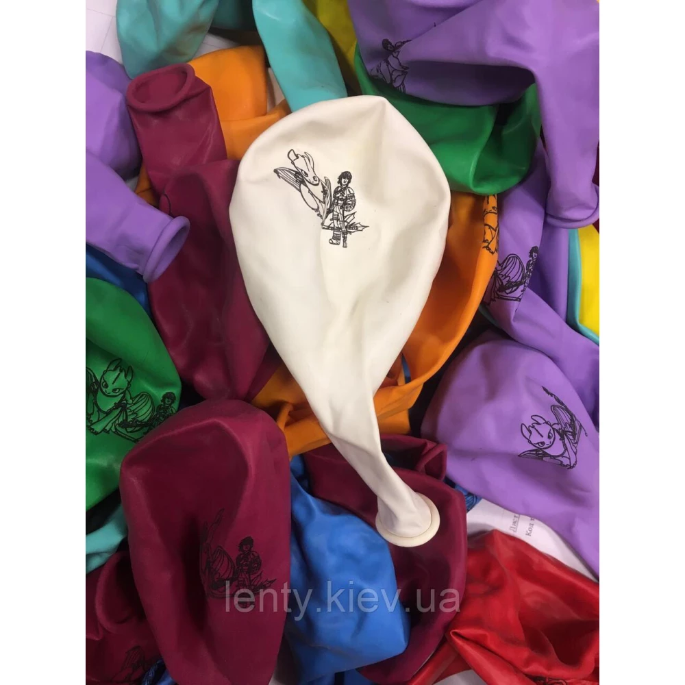 Шарики “Как приручить Дракона“  воздушные с рисунком поштучно 12“ (30см) (Ассорти)