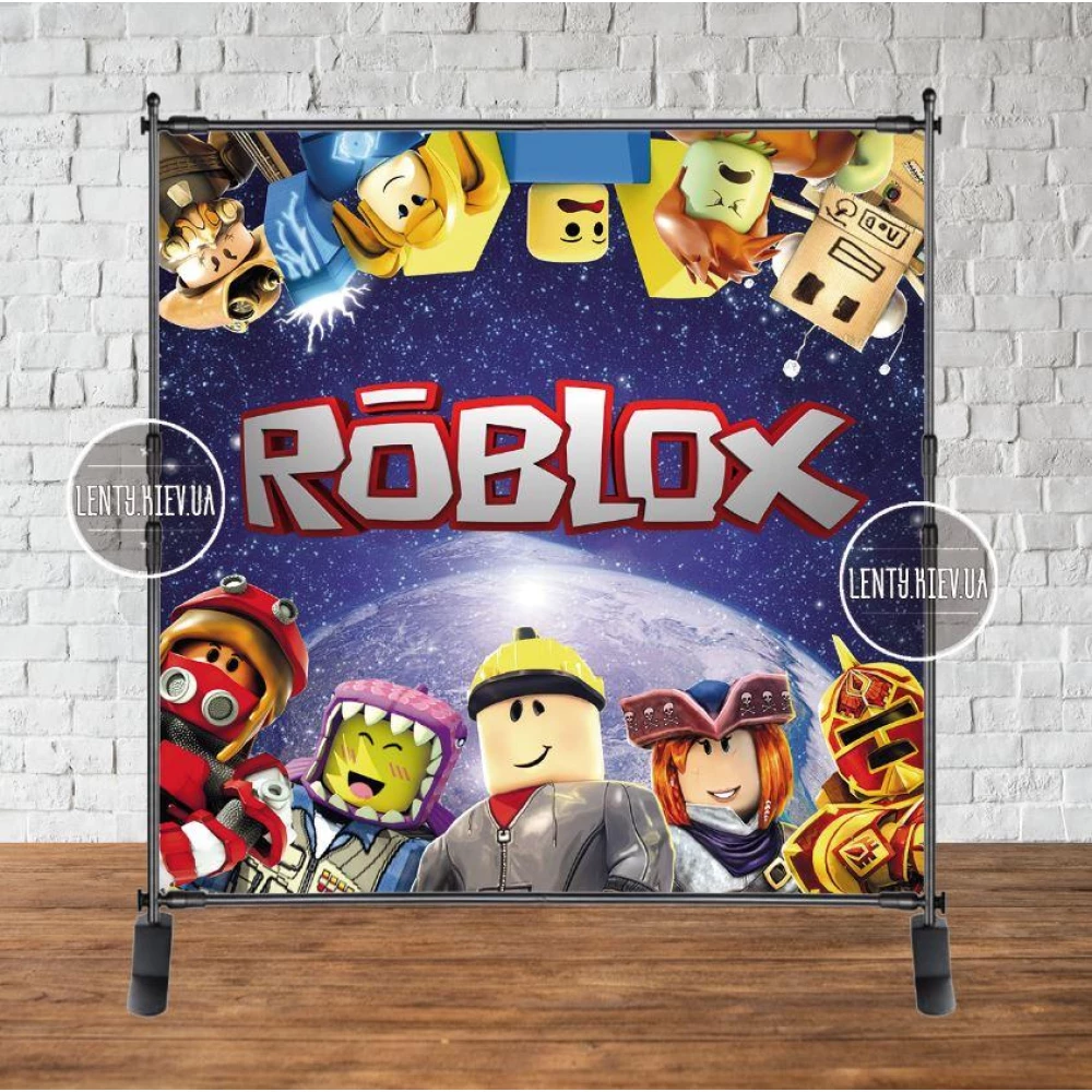 Баннер “Роблокс / ROBLOX“(роботы) 2х2м с люверсами. Фотозона (виниловый) на день рождения -