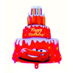 Изображение товара - Мини-Шар фигурный тортик “Тачки“ Красный 80 см