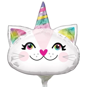Изображение товара - Шар мини пленка фольгированная фигурный “Кот Единорог“ 20х20 см Anagram