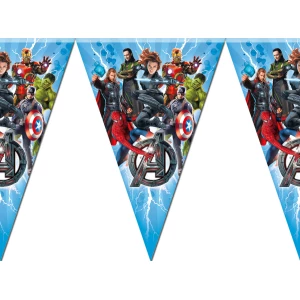 Изображение товара - Вымпелы (из 3-угольных флажков) “Мстители / Супергерои Марвел“ -малотиражные издания-