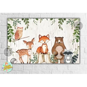 Изображение товара -  Плакат “Лесные зверята“ 120х75 см на детский День рождения -