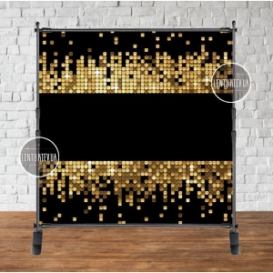 Изображение товара - Баннер 2х2м. “Черный фон, золотая мозаика, пайетка (фотоиммитация)“ - Фотозона (виниловый ) на день рождения