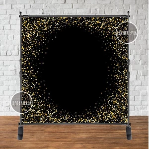Изображение товара - Баннер 2х2м. “Черный фон, крупный золотой глиттер“ - Фотозона (виниловый) на день рождения (без каркаса) - без