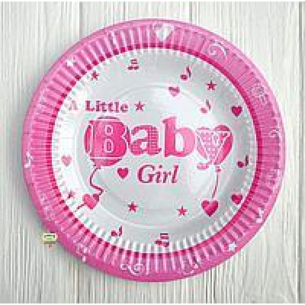 Тарелки 18см (10 шт)  в стиле Baby_Girl_baby shower Гендер Пати_девочка  бумажные одноразовые