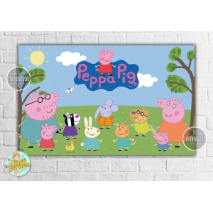 Изображение товара -  Плакат “Свинка Пеппа на лужайке“ 120х75 см на детский День рождения-