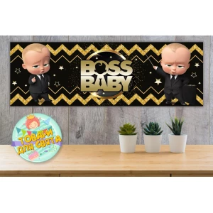 Изображение товара - Плакат “Босс молокосос. Черно-золотой“ 30х90 см Тематический для Кенди - бара -