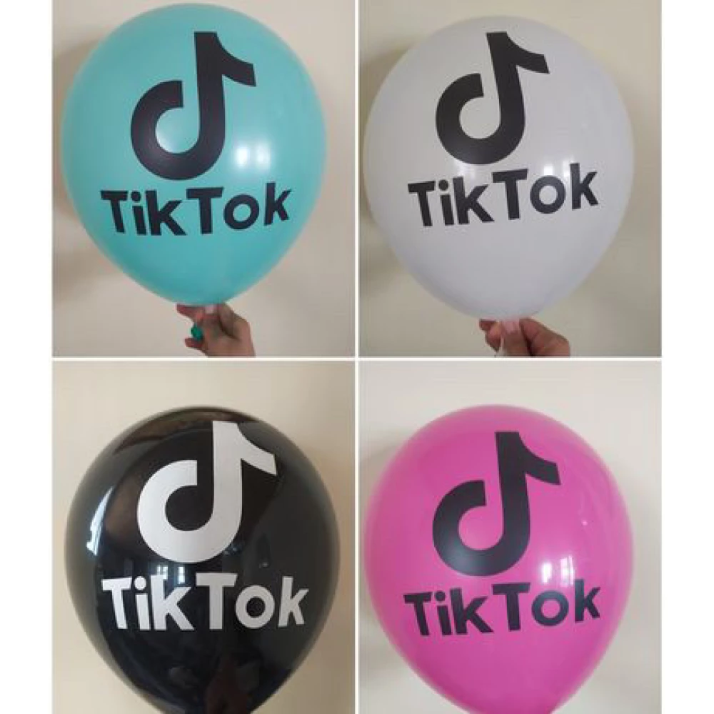 Шарики воздушные  “Тик Ток“ 12“ (30см) с рисунком поштучно (Белый и черный)