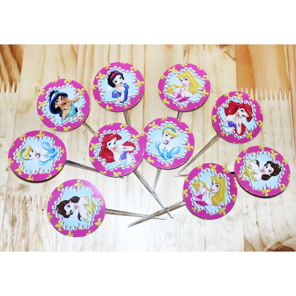 Топперы для кексов, маффинов, капкейков в стиле “Принцессы Дисней“ (10 шт./уп.) -
