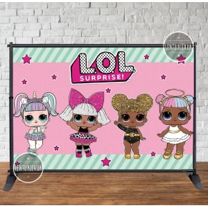 Изображение товара - Баннер 3х2м “Куклы Лол. Звезды“ - Фотозона (виниловый) на день рождения (каркас отдельно)