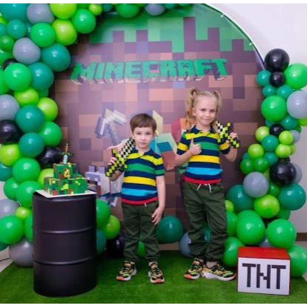 Баннер/фотозона “Майнкрафт“ круглая (диаметр 2м.)