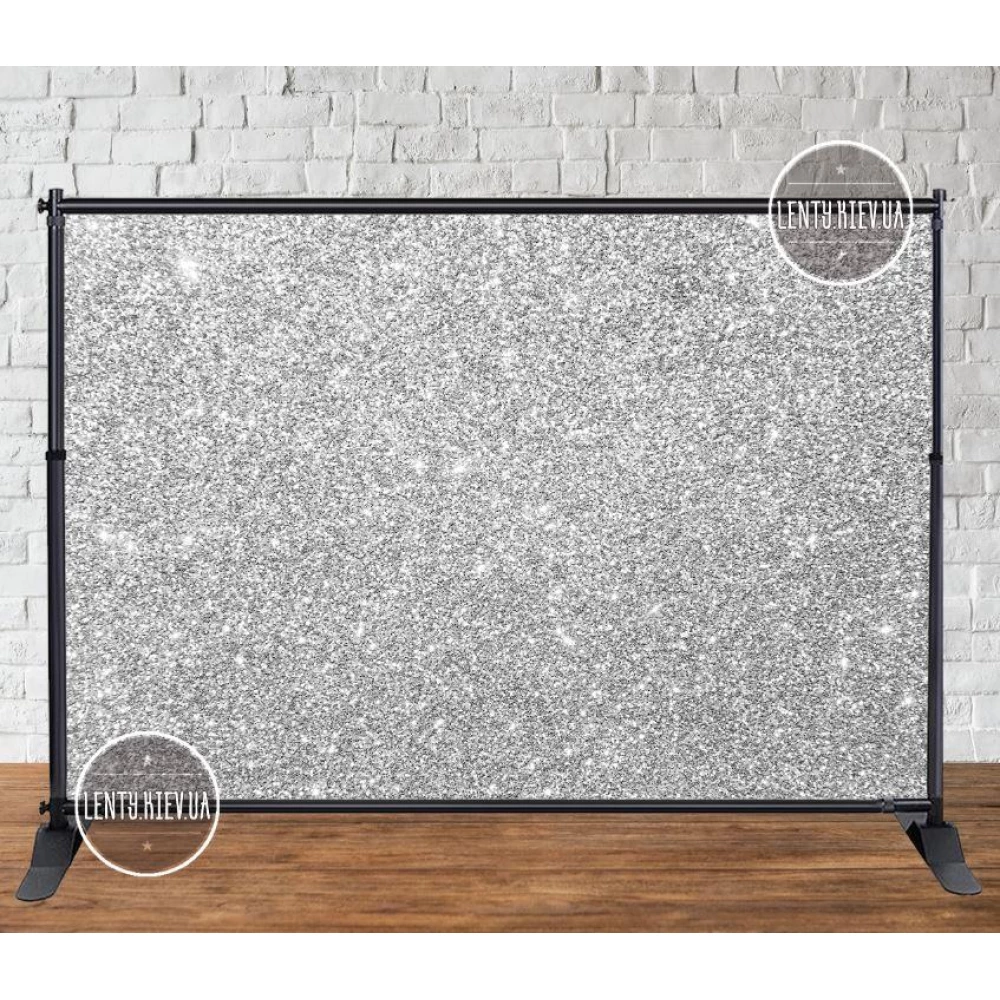 Баннер 3х2м “Серебряный глиттер (иммитация)“ (виниловый) - Серебро (каркас отдельно) -