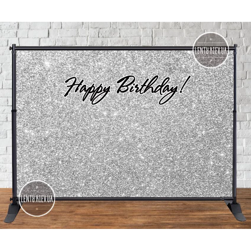 Баннер 3х2м “Серебряный глиттер (иммитация) Серебро“ (виниловый) (каркас отдельно) - Английский