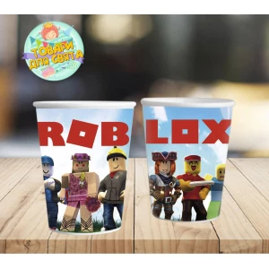 Изображение товара -  Стаканчики (Поштучно.250мл) в стиле “Роблокс / ROBLOX“ бумажные одноразовые (детский День рождения)(роботы)-