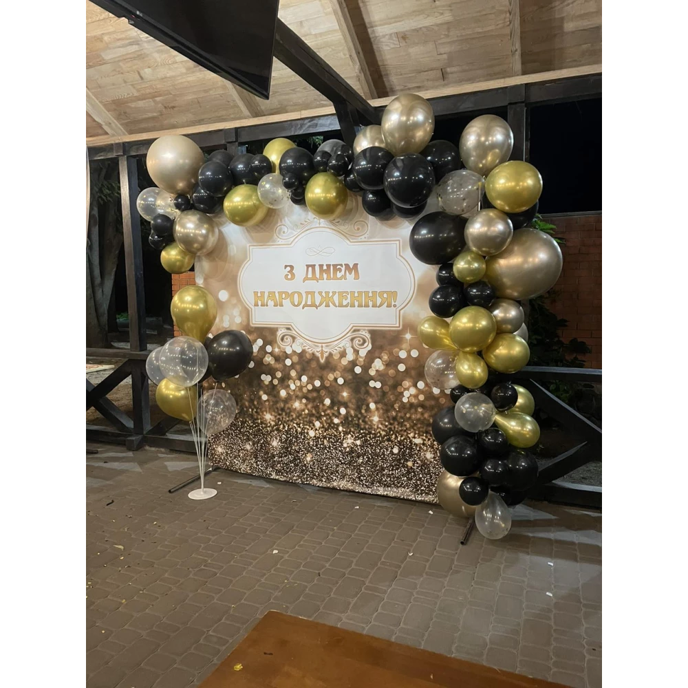 Баннер 2х2м Светлое Золото - Фотозона (виниловый) на день рождения (без каркаса) -