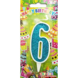 Изображение товара - Свеча цифра в торт бирюзовые с белой окантовкой- 6