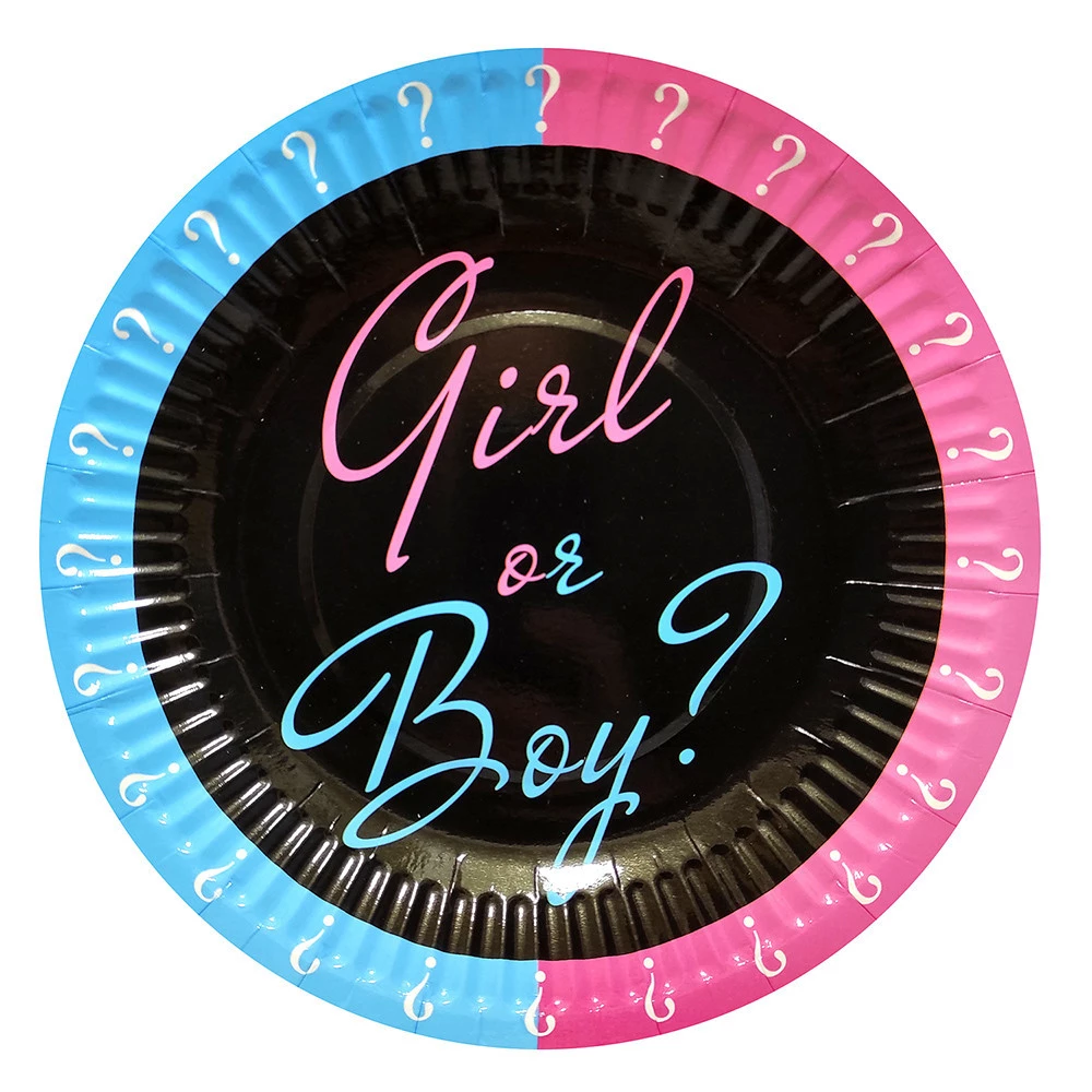 Тарелки 10 шт./уп. (18см.)в стиле “Baby Boy or Girl“ baby shower Беби Шауэр Гендер пати  (мальчик или девочка)