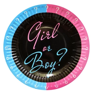 Изображение товара -  Тарелки 10 шт./уп. (18см.)в стиле “Baby Boy or Girl“ baby shower Беби Шауэр Гендер пати  (мальчик или девочка)