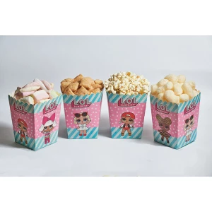 Изображение товара -  Коробочки для попкорна (12 см высота, 5шт/уп.) Куклы ЛОЛ герои мультфильмов - День Рождения