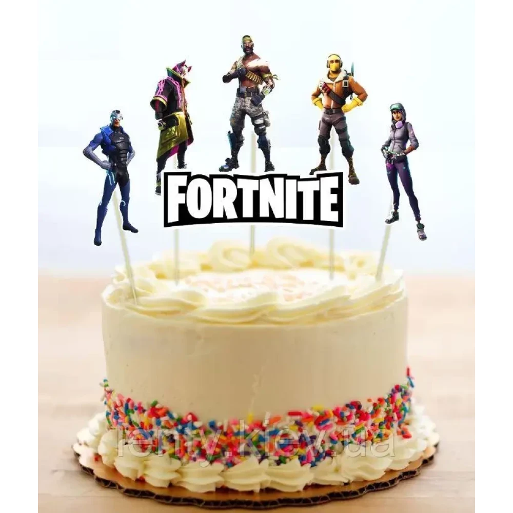 Набор “Фортнайт / Fortnite“ средние топперы в торт (8см, 6шт./уп.) вырубка