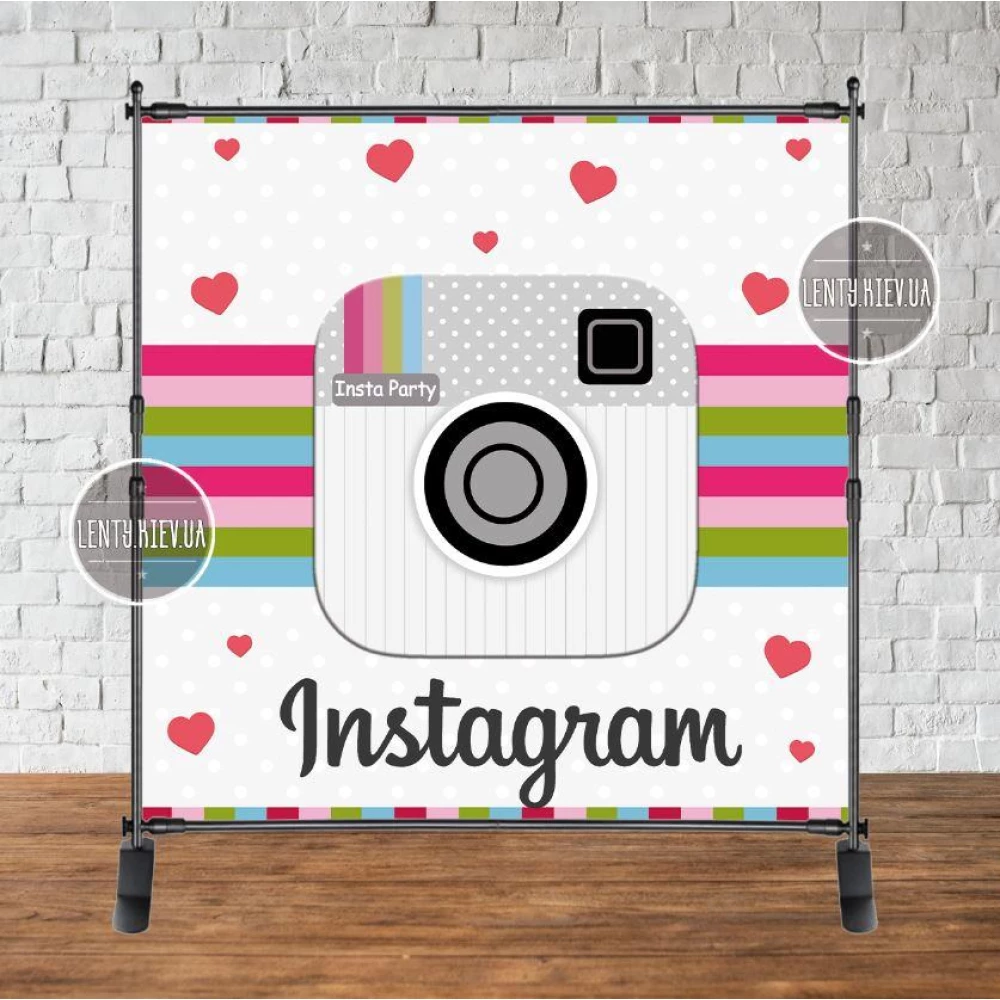 Баннер “Инстаграм/Instagram Party“ 2х2м с люверсами. Фотозона (виниловый) на день рождения - 153234815