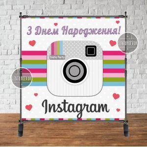 Изображение товара -  Баннер “Инстаграм/Instagram Party“ 2х2м с люверсами. Фотозона (виниловый) - Украинский