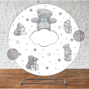 Изображение товара - Баннер/фотозона круглая (диаметр 2м) “Мишка Тедди“ звездочки -