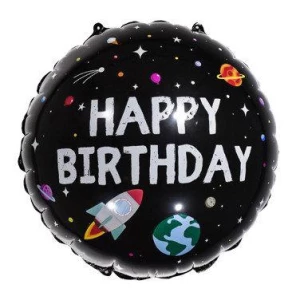 Изображение товара -  Шар “Космос“.45 см фольгированный круглый “Happy Birthday“