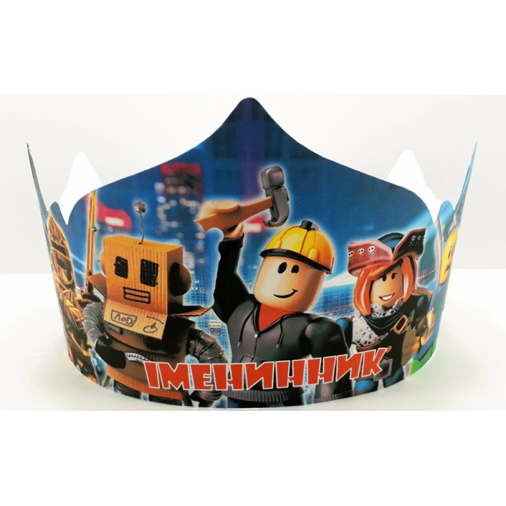 Корона картонная “Роблокс“ тематические на детский День рождения - Русский
