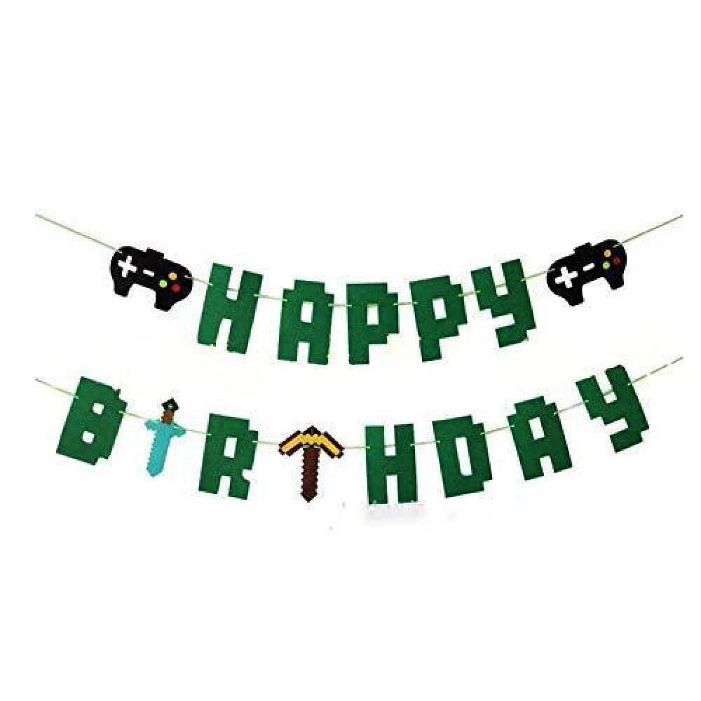 Гирлянда фигурная “Happy Birthday“ в форме “Майнкрафт“ Зеленый 3 м