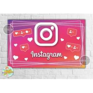 Изображение товара -  Плакат “Инстаграм / Instagram“ 120х75 см на детский День рождения (розовый)-
