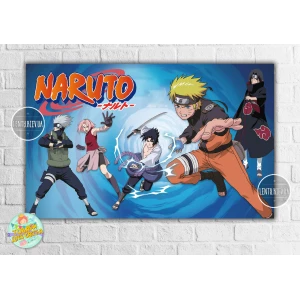 Изображение товара -  Плакат “Наруто / Аниме“ голубой стиль 120х75 см на детский День рождения -