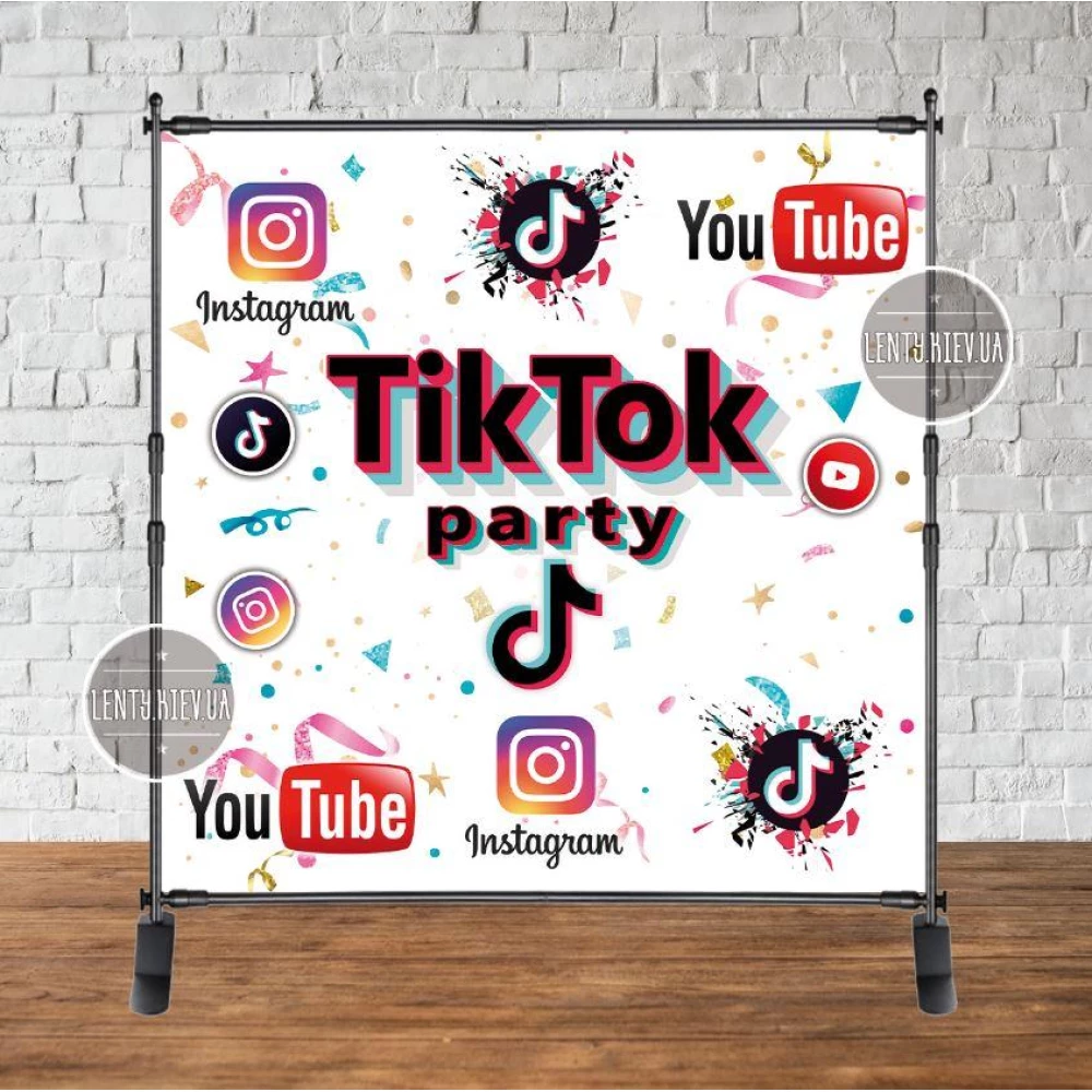 Баннер 2х2м “Социальные сети. Тик Ток“ - Фотозона (виниловый) (Без каркаса) -
