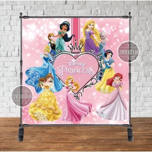 Изображение товара - Баннер 2х2м Фотозона (виниловый) “Принцессы Дисней. Розовое сияние“ на День рождения -