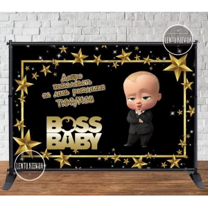 Изображение товара - Баннер 3х2м “Босс молокосос. Золото“- Фотозона (виниловый) на день рождения - Индивидуальная надпись