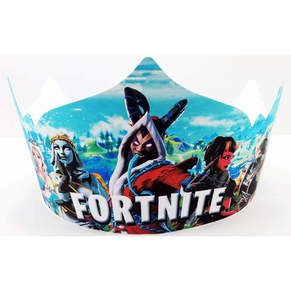 Корона картонная “Фортнайт“ тематические на детский День рождения -