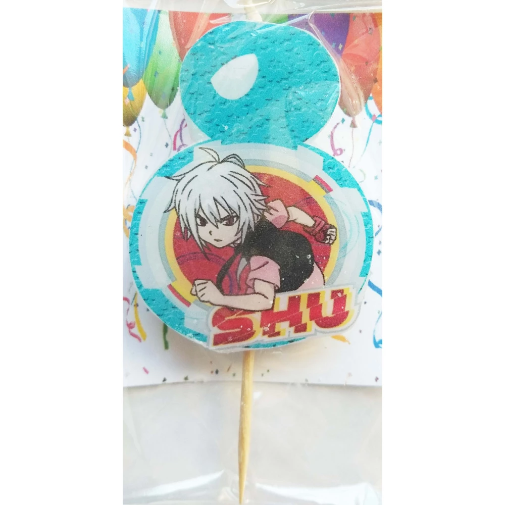 Свечи цифры (5см) с картинкой “Бейблейд / Beyblade“ 8 (SHU)