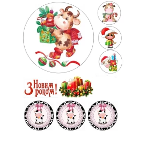 Изображение товара -  Вафельная картинка на торт “Новый год“ А4 40