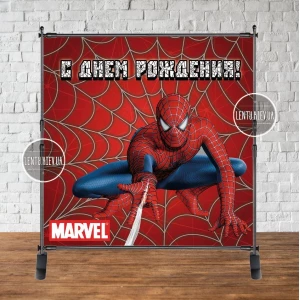 Изображение товара -  Баннер 2х2м “Человек Паук на красном фоне“- Фотозона (виниловый) на День рождения - Русский
